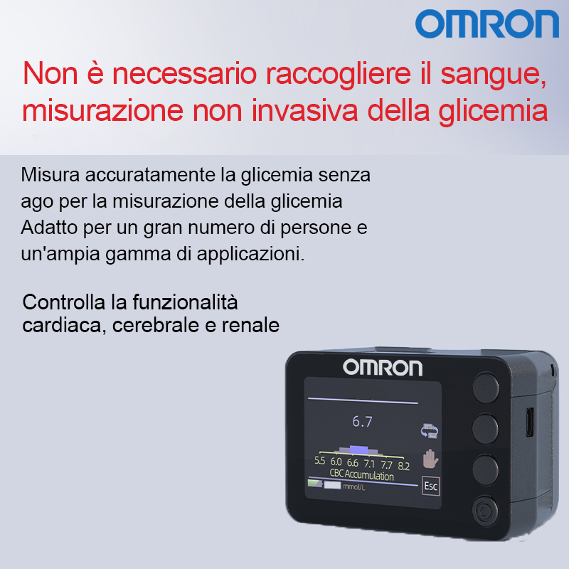 Misurazione non invasiva della pressione sanguigna + ossigeno nel sangue + zucchero nel sangue + acido urico + monitoraggio della funzionalità renale